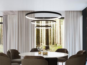 Miniaturka 15 - Nowoczesna lampa LED pierścieniowa zawieszona nad stołem