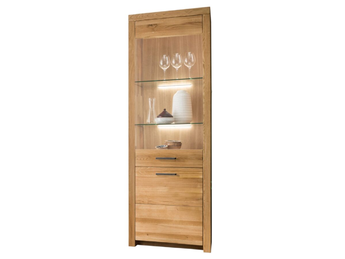 Elegante Vitrine I aus massiver Eiche für Wohn- oder Esszimmer