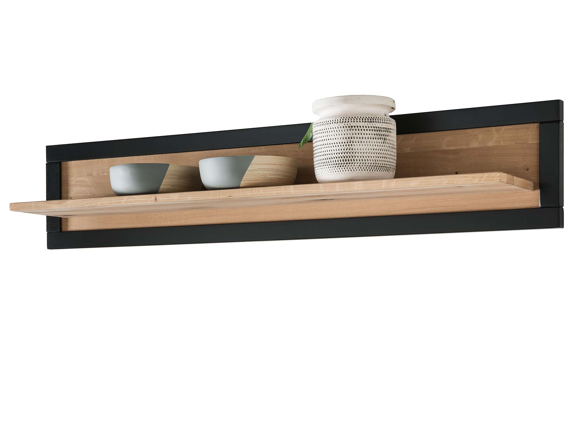 Drewniana półka ścienna w stylu industrialnym z ozdobami