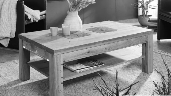 Miniaturka 5 - Dębowy stolik kawowy z półką LUX