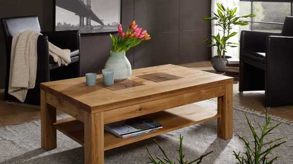 Miniaturka 2 - Dębowy stolik kawowy z półką LUX