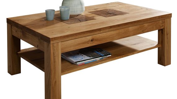 Miniaturka 1 - Dębowy stolik kawowy z półką LUX