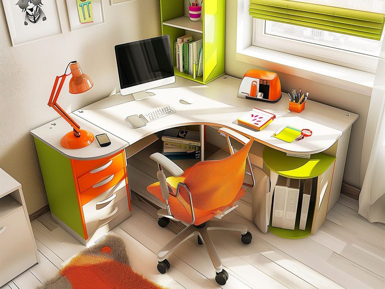 Nowoczesny kącik z biurkiem i krzesłem dla dziecka