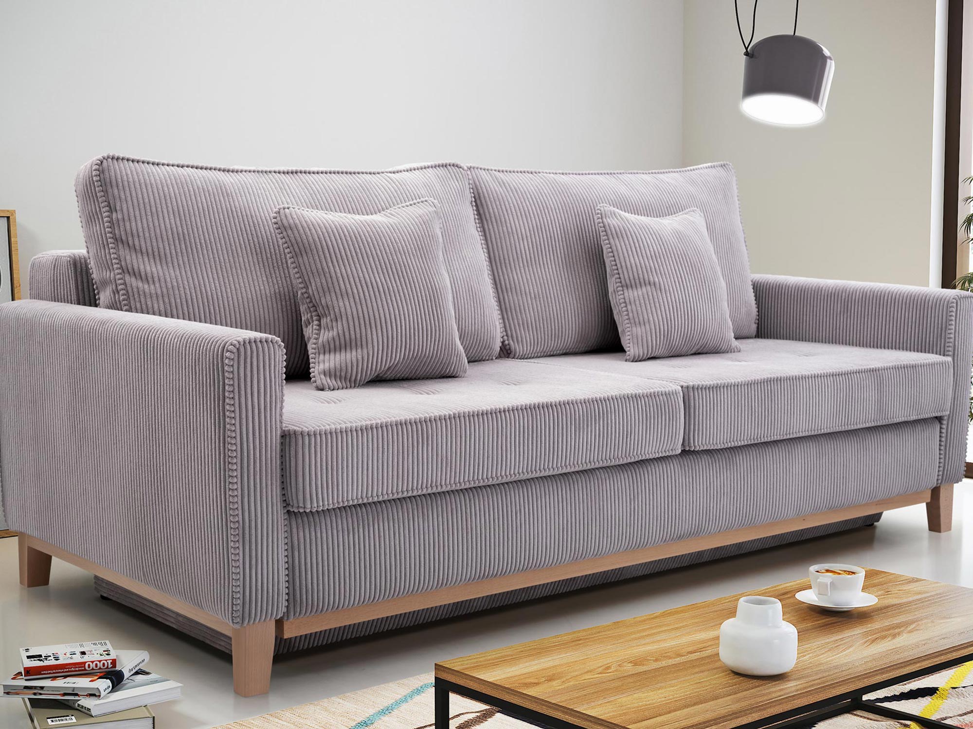 Wygodna sofa z poduszkami, nowoczesny design do salonu