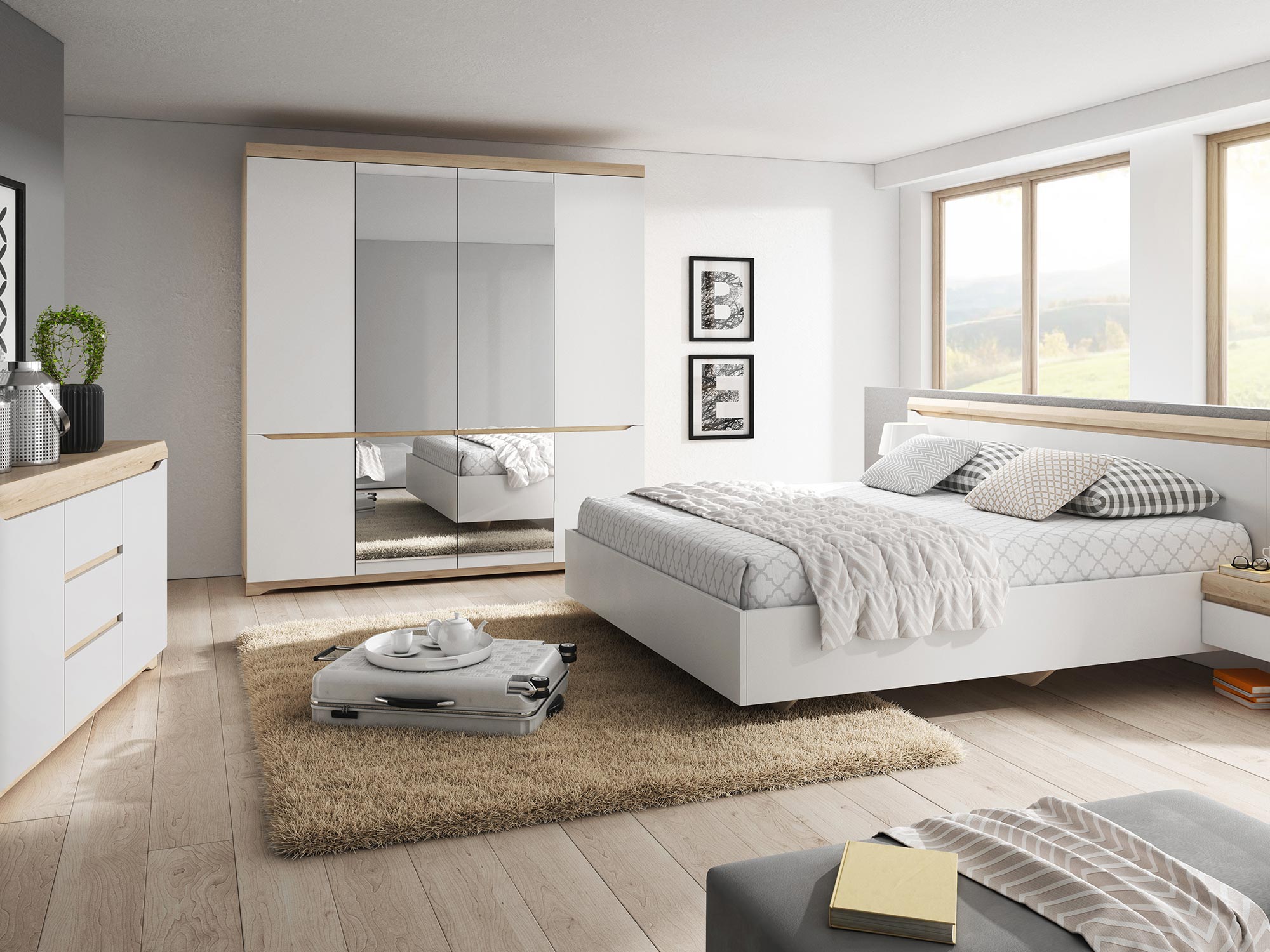 Komplet białych mebli do sypialni