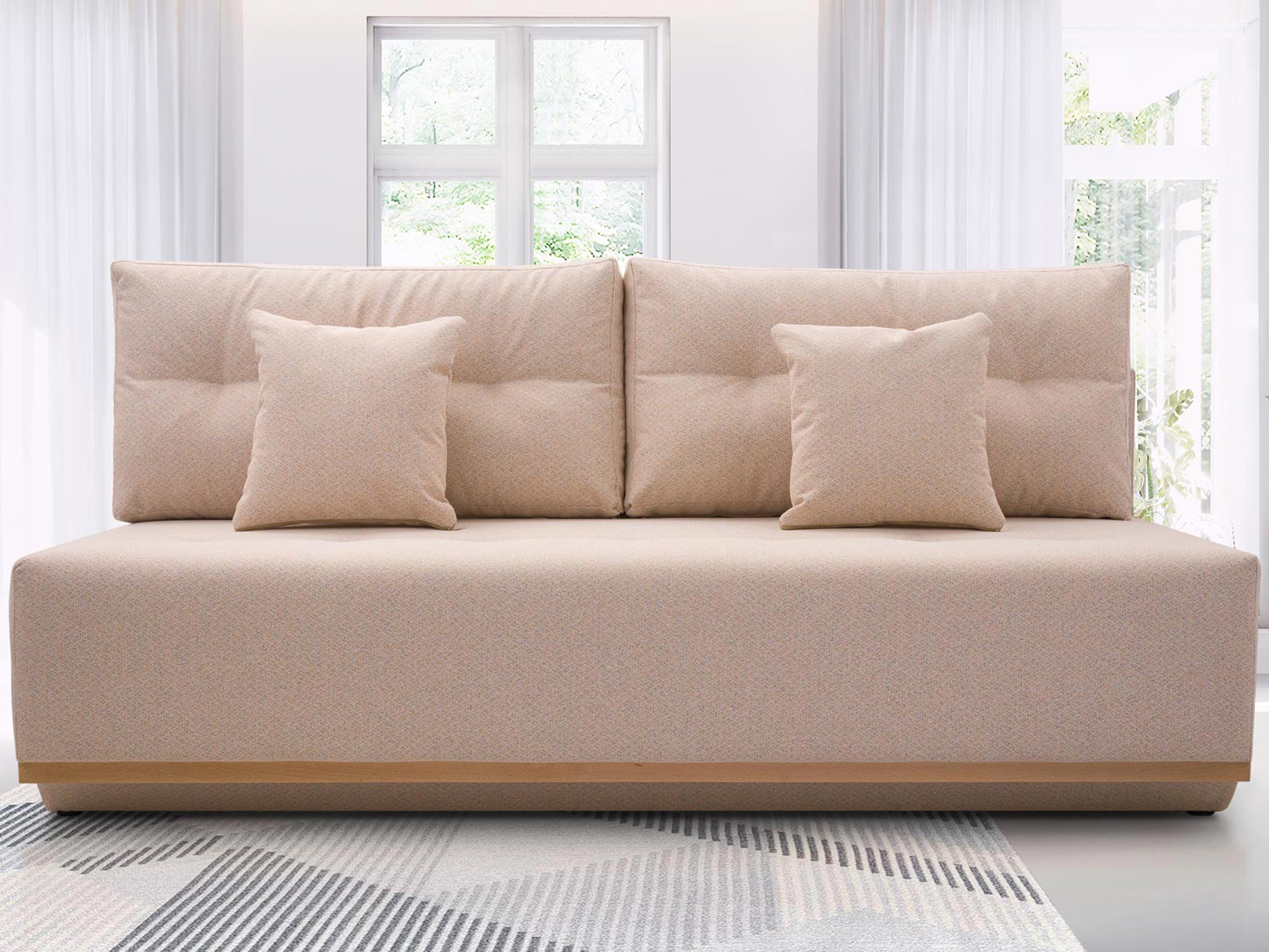 Nowoczesna sofa z drewnianymi nogami, minimalistyczny styl do salonu