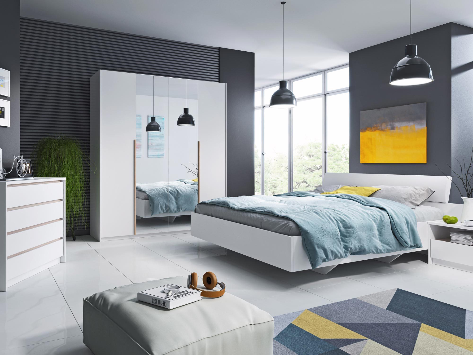 Przestronna szafa z lustrzanym frontem, nowoczesny design do sypialni