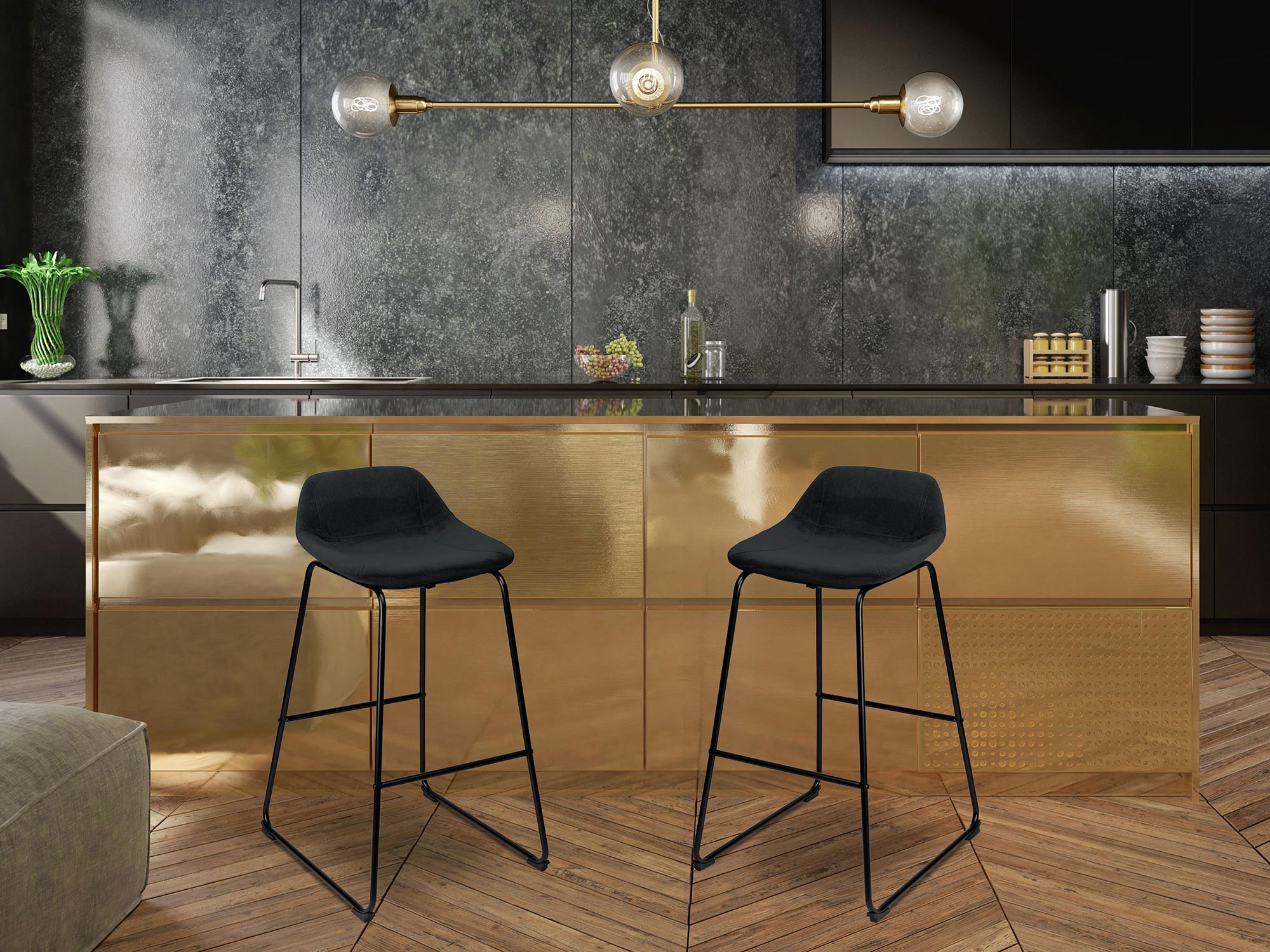 Czarne hokery do kuchni