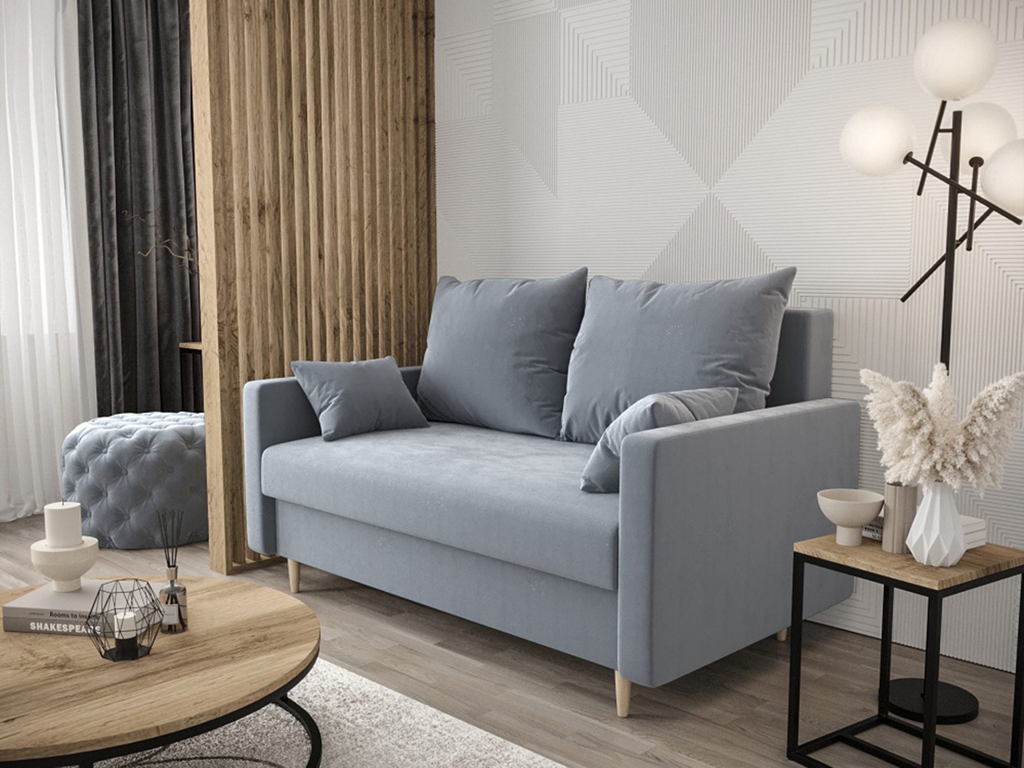 Sofa z pikowanym oparciem, nowoczesny styl, elegancki design do salonu Sofa z pikowanym oparciem, nowoczesny styl, elegancki design do salonu