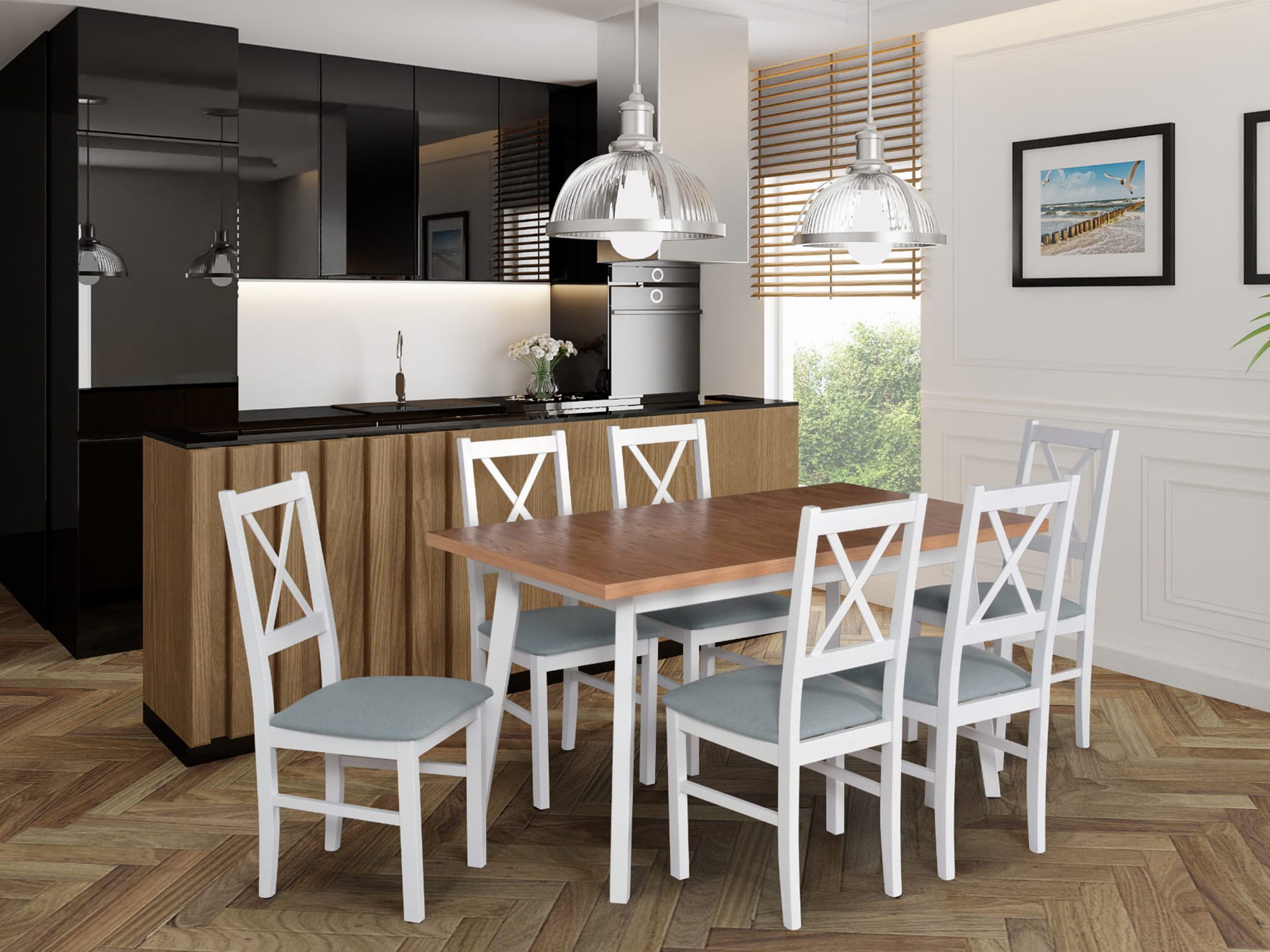 Nowoczesna kuchnia, minimalistyczny styl, eleganckie oświetlenie Nowoczesna kuchnia, minimalistyczny styl, eleganckie oświetlenie