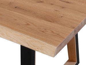 Miniaturka 3 - Naturalny blat stołu z litego dębu na czarnej metalowej nodze