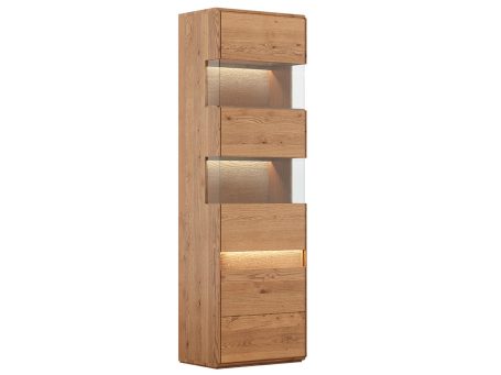 Witryna narożna z drewna dębowego z podświetleniem LED