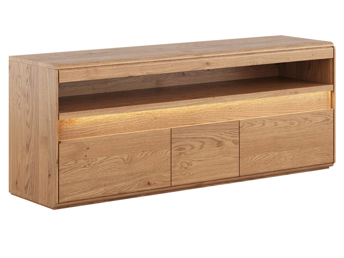 Velký dubový TV stolek s LED osvětlením Sekwana