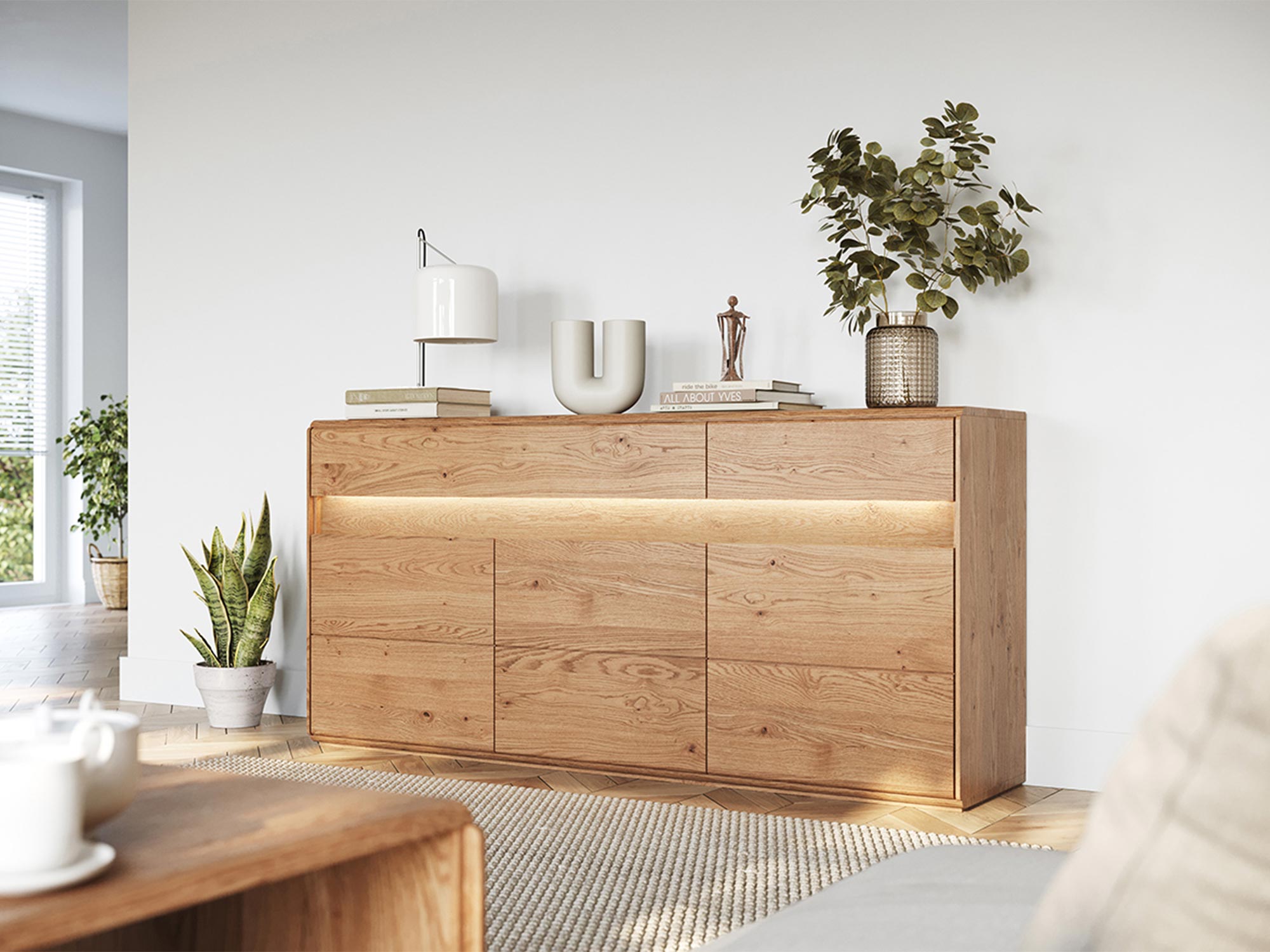 Komoda RTV z naturalnego drewna