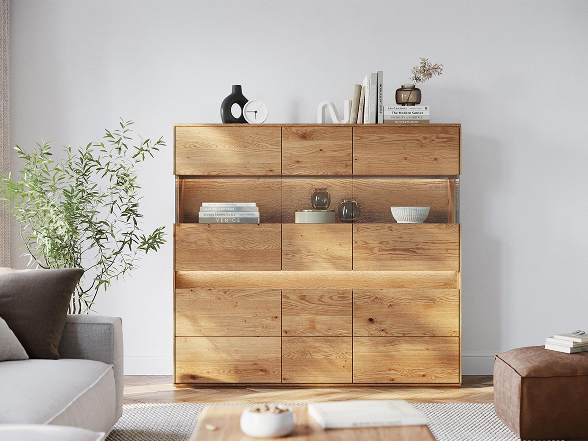 Nowoczesna witryna dębowa