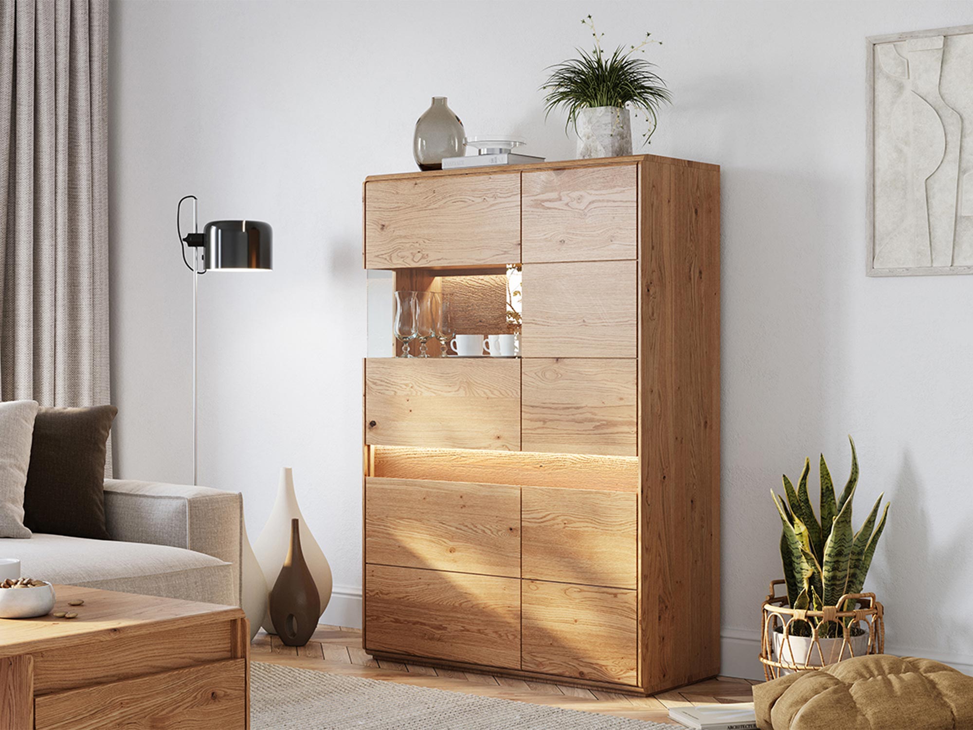 Witryna lewostronna w kolorze naturalnym