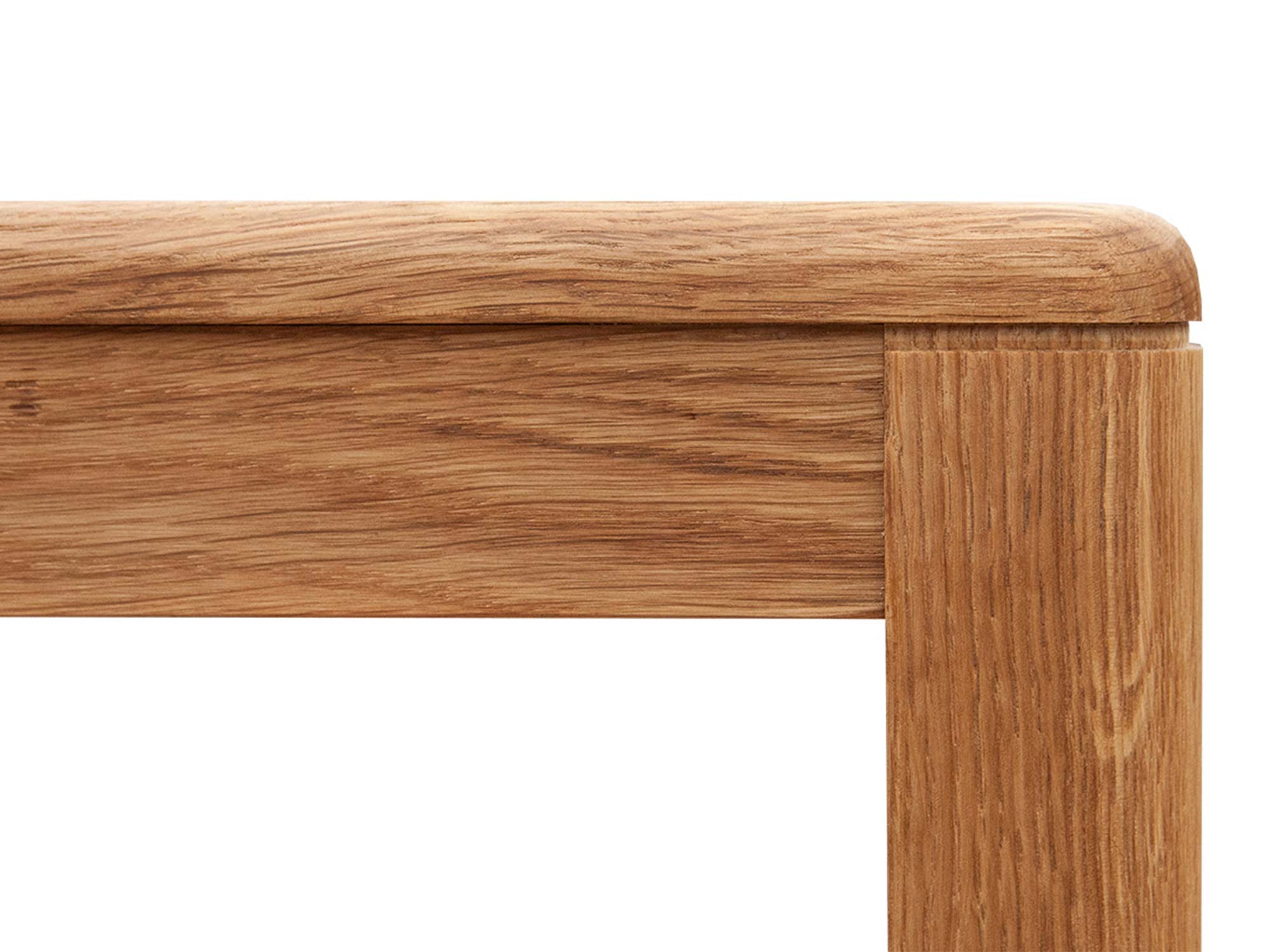 Róg stołu z drewna dębowego z prostym frezowaniem