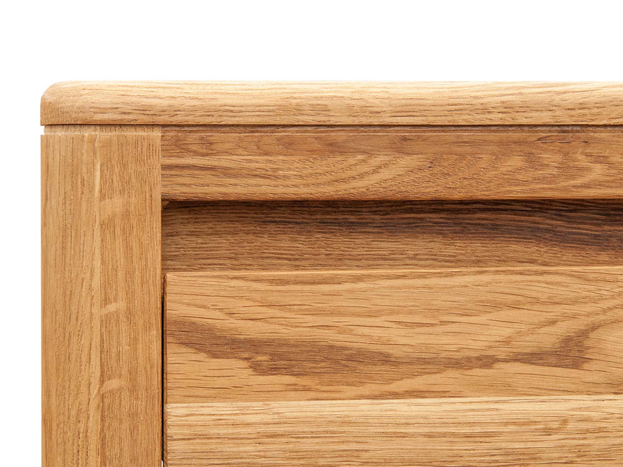 Detal wykończenia konsoli z drewna z ramką