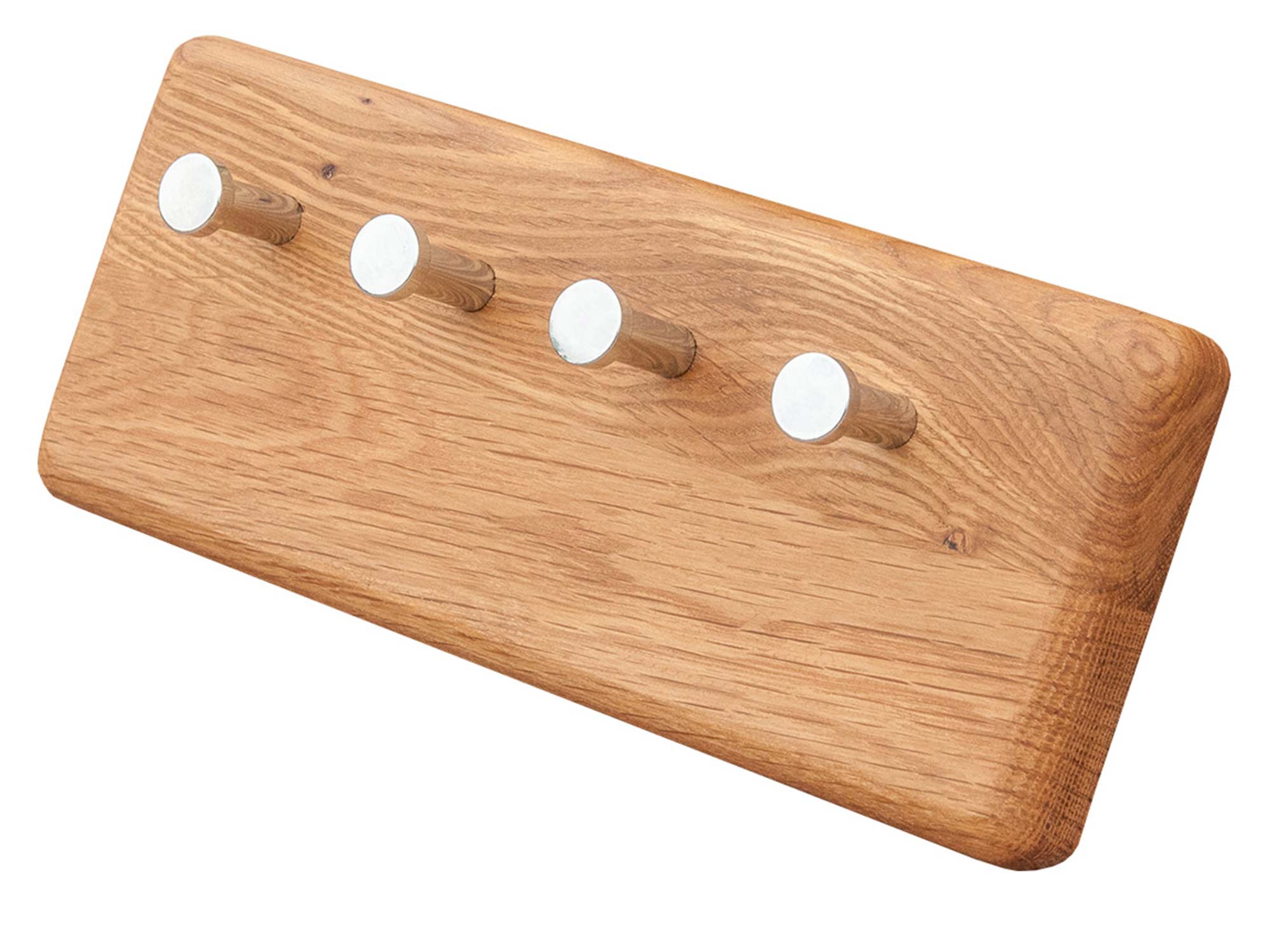 Nowoczesny wieszak ścienny z drewna z metalowymi elementami