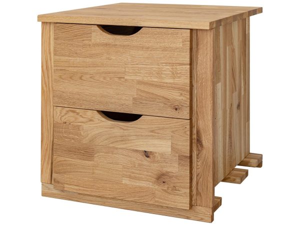 Dřevěná skříňka nocna se dvěma zásuvkami, skandinávský styl
