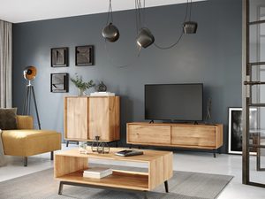 Miniaturka 1 - Aranżacja salonu z industrialną komodą i stolikiem kawowym