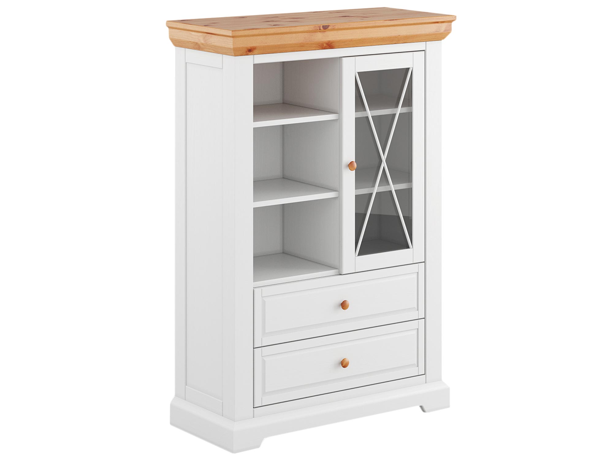 Klasyczna szafka z szufladą i przeszkleniem z krzyżem