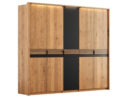 Szafa z litego dębu z czarnymi panelami