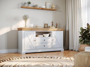 Miniaturka 7 - Komoda biała z krzyżowym dekorem i szufladami