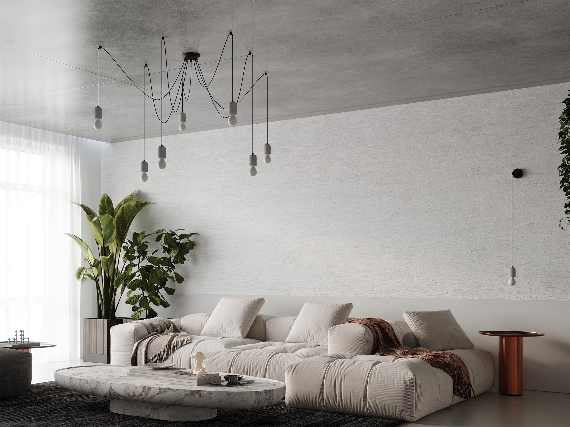 Designerska lampa sufitowa typu pajęczyna z ruchomymi źródłami Designerska lampa sufitowa typu pajęczyna z ruchomymi źródłami