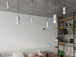 Miniaturka 7 - Kompozycja lamp sufitowych spider z surowym betonem i czarnym kablem