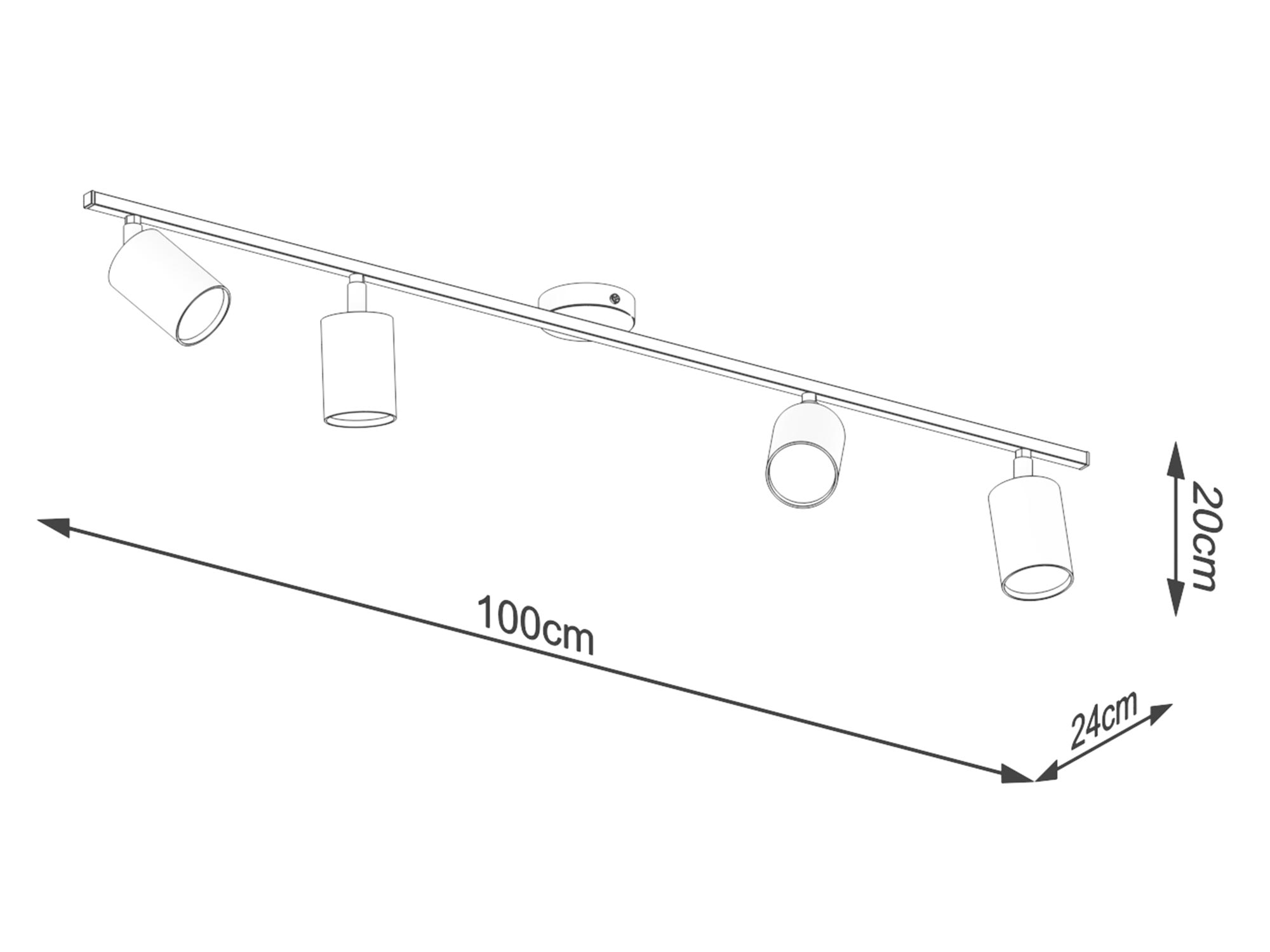 Schemat długości lampy szynowej LED Schemat długości lampy szynowej LED