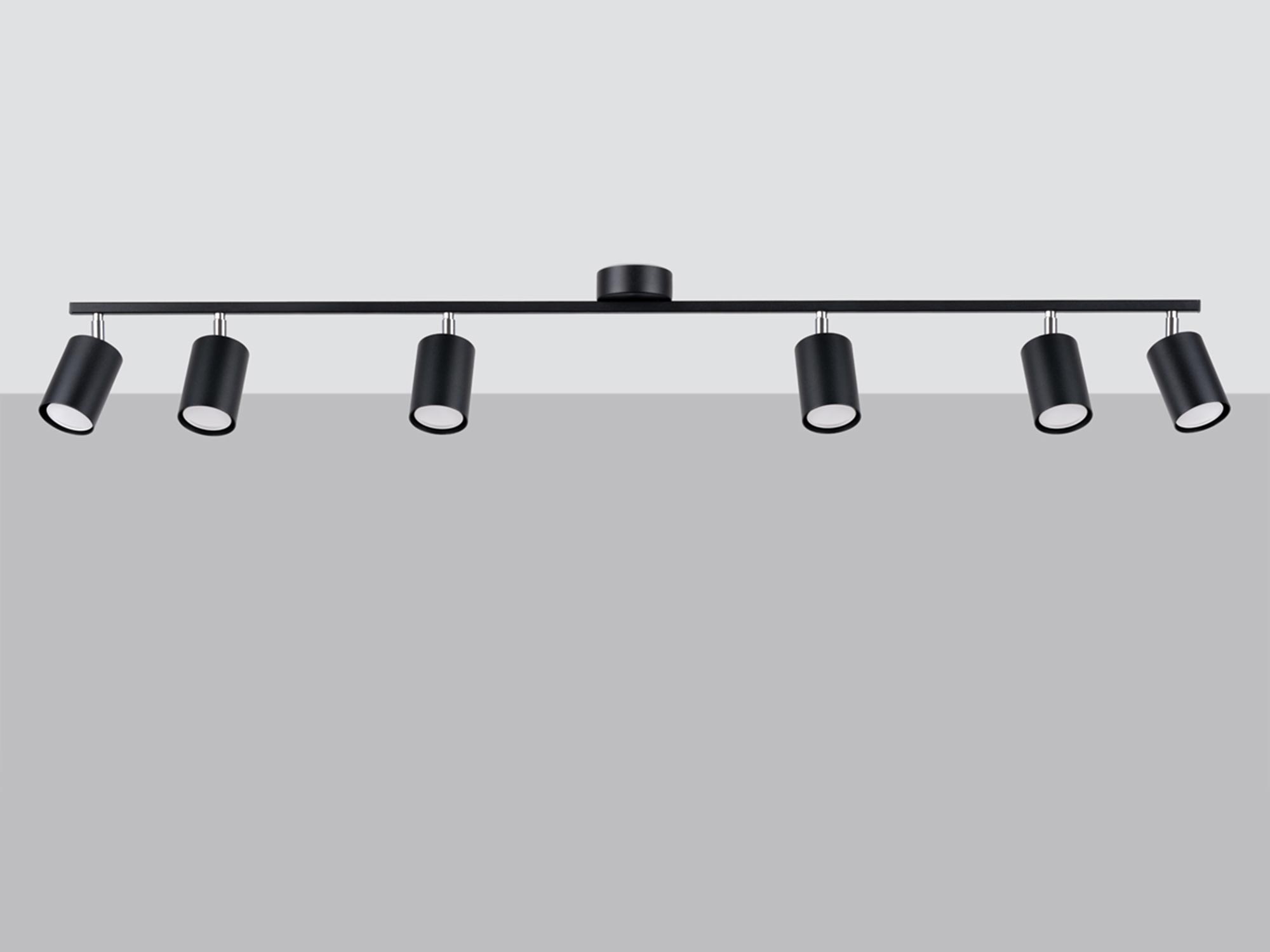 Lampa szynowa z pięcioma reflektorami LED w kolorze czarnym Lampa szynowa z pięcioma reflektorami LED w kolorze czarnym