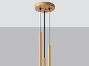 Miniaturka 2 - Zestaw trzech złotych tub LED zawieszonych kaskadowo