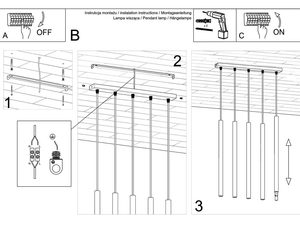 Miniaturka 6 - Rysunek techniczny montażu lamp LED z pięcioma punktami