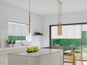 Miniaturka 9 - Aranżacja kuchni z trzema złotymi tubami LED nad wyspą