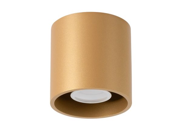 Lampa walec LED w kolorze złotym z białym odbłyśnikiem