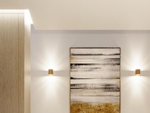 Miniaturka 5 - Minimalistyczne wnętrze z dwoma złotymi lampami ściennymi LED