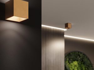 Miniaturka 3 - Zewnętrzna ściana z lampą LED w kształcie złotej kostki