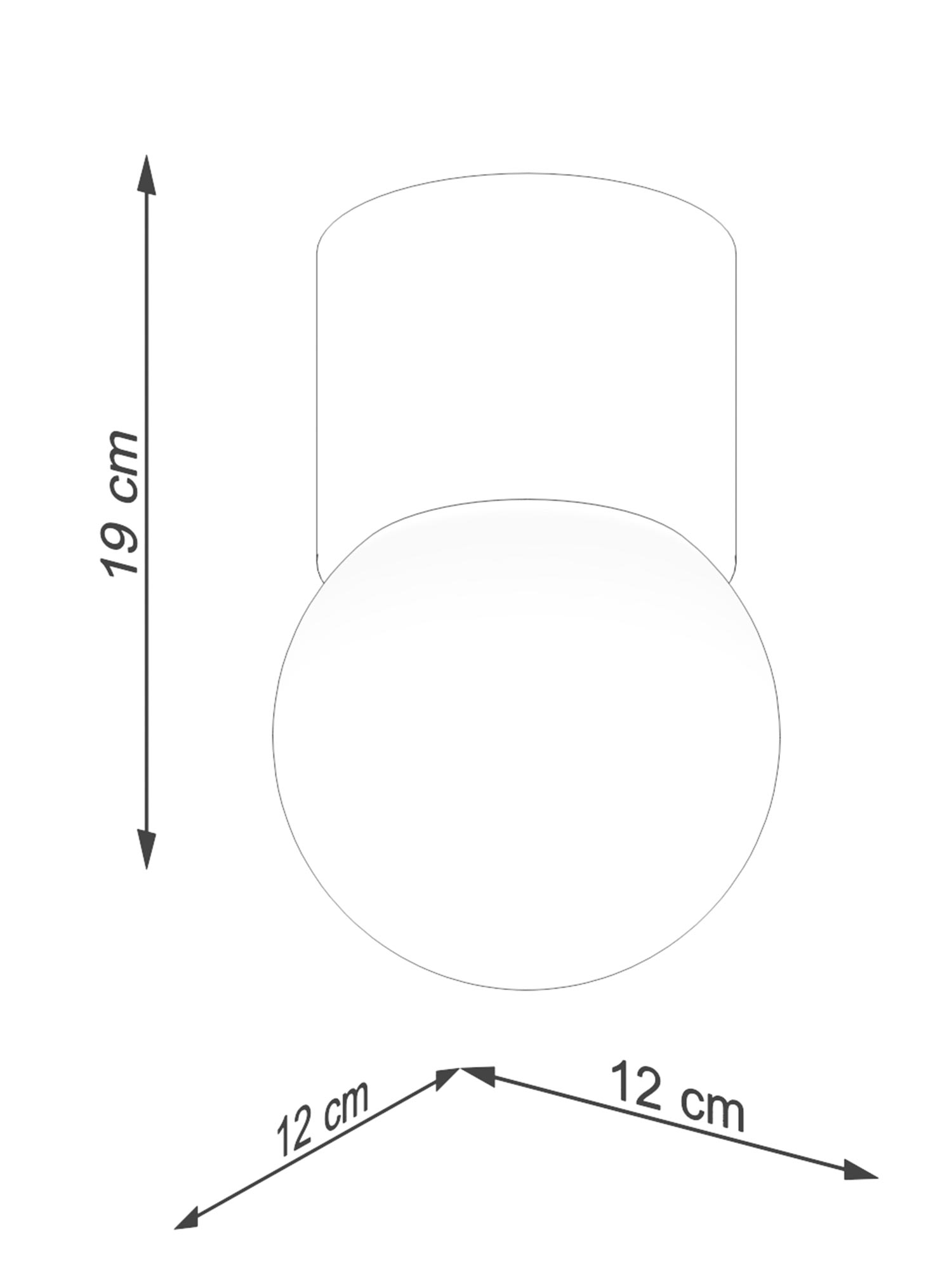 Schemat wymiarów drewnianej lampy sufitowej, wysokość 19 cm Schemat wymiarów drewnianej lampy sufitowej, wysokość 19 cm