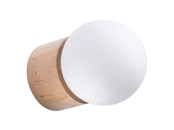 Kulista lampka LED z naturalnym drewnem – widok z góry