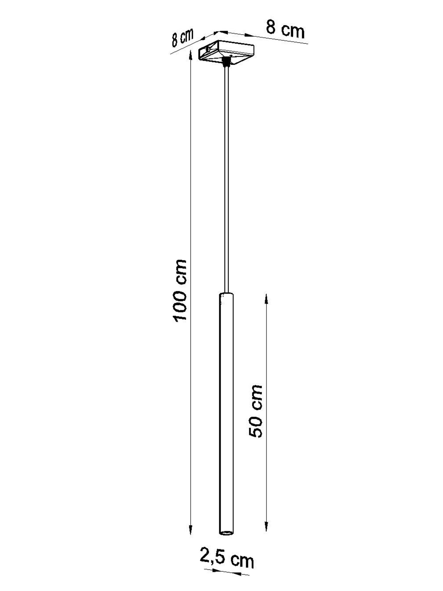 Schemat wymiarów zawieszenia złotej lampy LED Schemat wymiarów zawieszenia złotej lampy LED