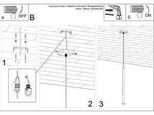 Miniaturka 9 - Rysunek techniczny montażu lampy tubowej LED
