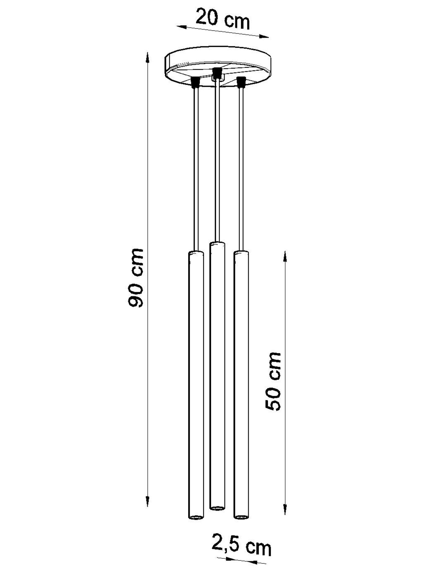 Schemat lamp tubowych z wymiarami zawieszenia Schemat lamp tubowych z wymiarami zawieszenia