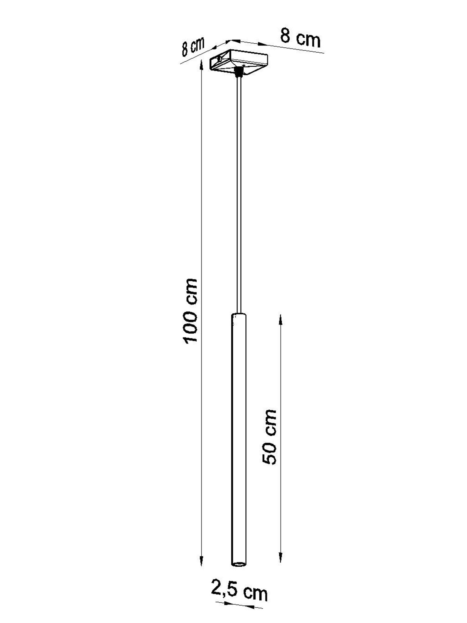 Techniczny rysunek lampy z wymiarami Techniczny rysunek lampy z wymiarami