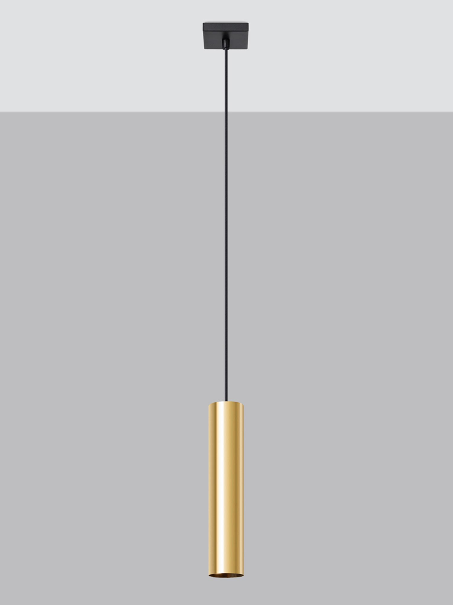 Wisząca złota lampa LED – minimalistyczna forma tuby Wisząca złota lampa LED – minimalistyczna forma tuby