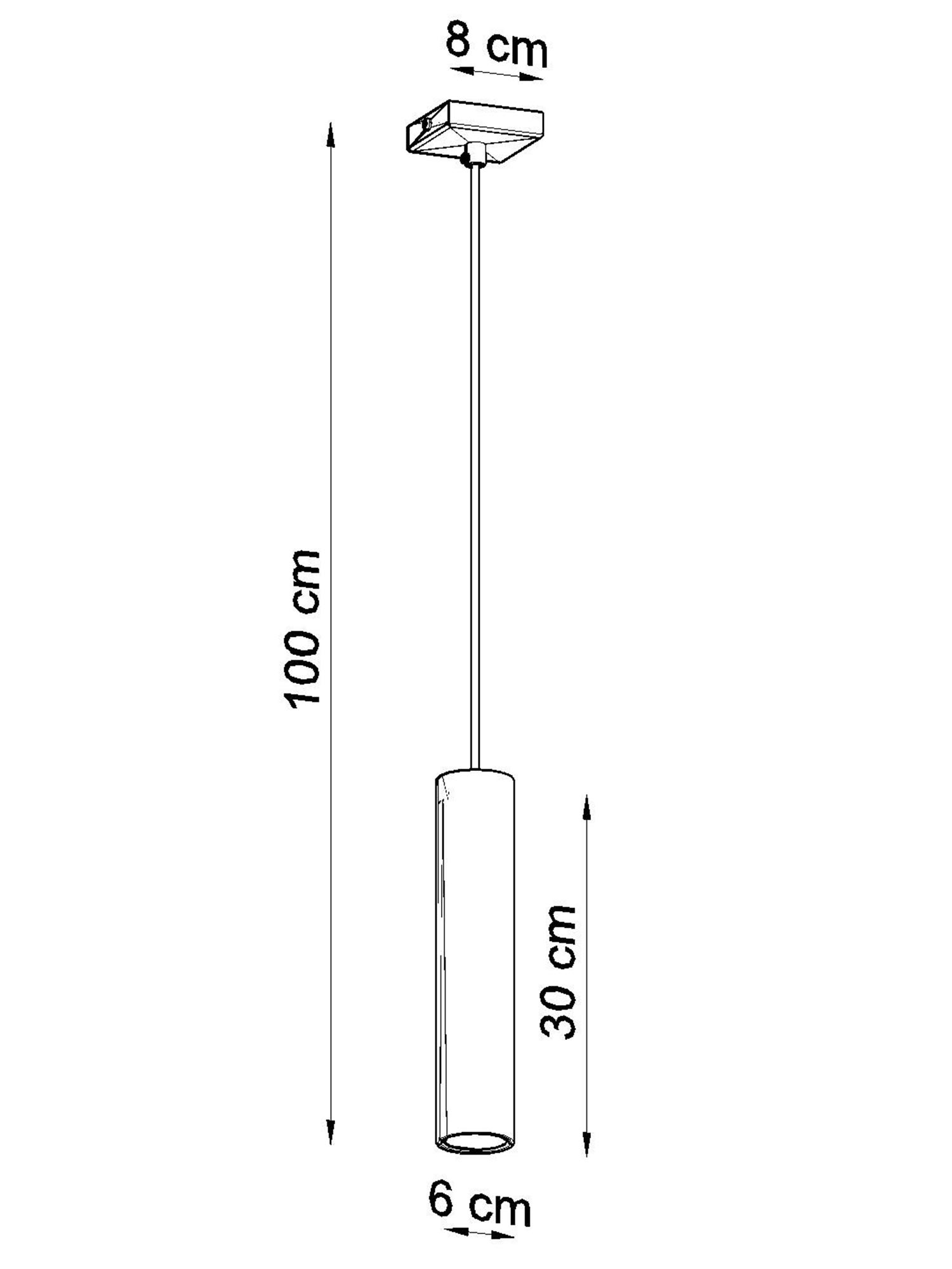 Rysunek techniczny lampy wiszącej o długości 100 cm Rysunek techniczny lampy wiszącej o długości 100 cm