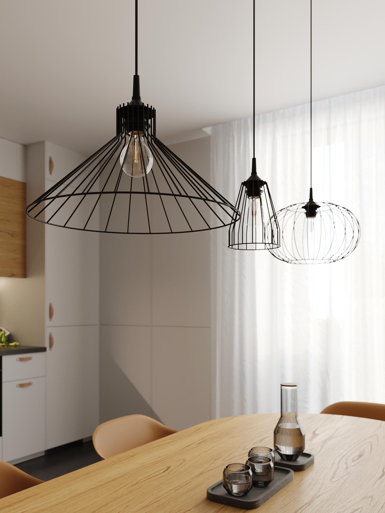 Zbliżenie na lampę wiszącą z metalowym abażurem w stylu loft Zbliżenie na lampę wiszącą z metalowym abażurem w stylu loft