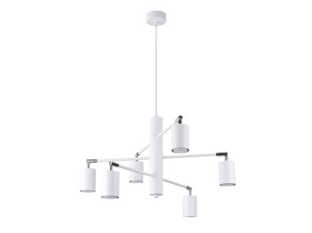 Nowoczesna lampa z ramieniem i sześcioma reflektorami, kolor biały