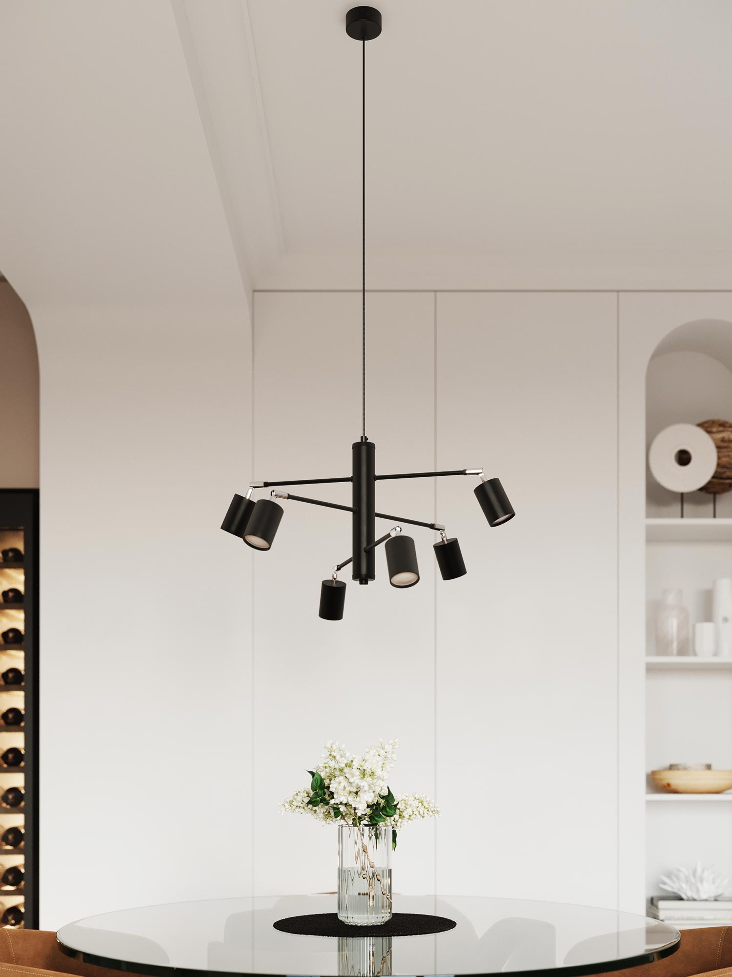 Czarna lampa sufitowa z ruchomymi reflektorami LED Czarna lampa sufitowa z ruchomymi reflektorami LED