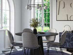Miniaturka 7 - Lampa wisząca z pięcioma kulistymi kloszami w jadalni